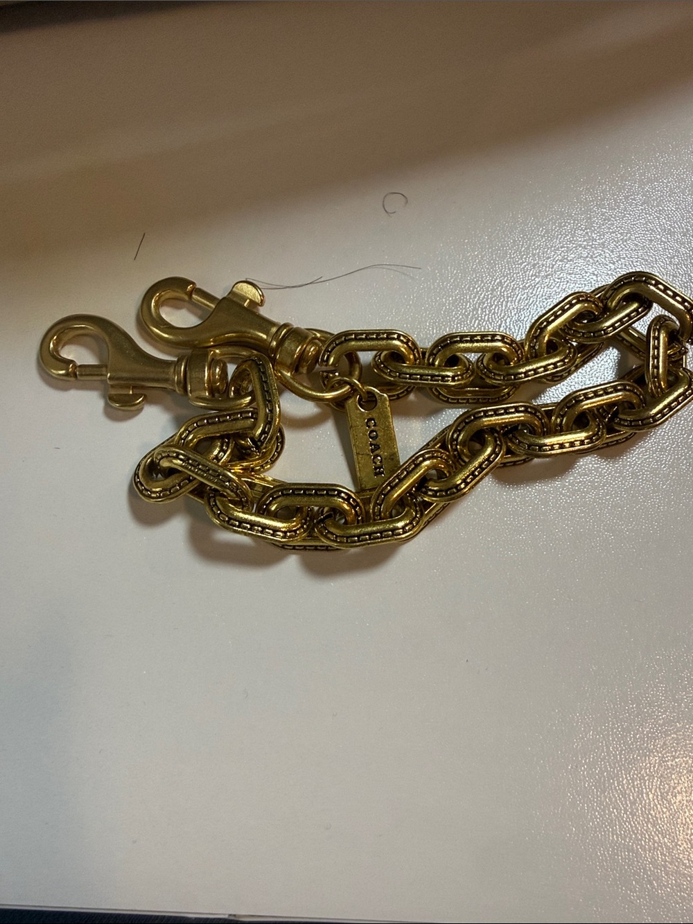 Coach Gold-Tone Link Chain Strap with Coach Tag